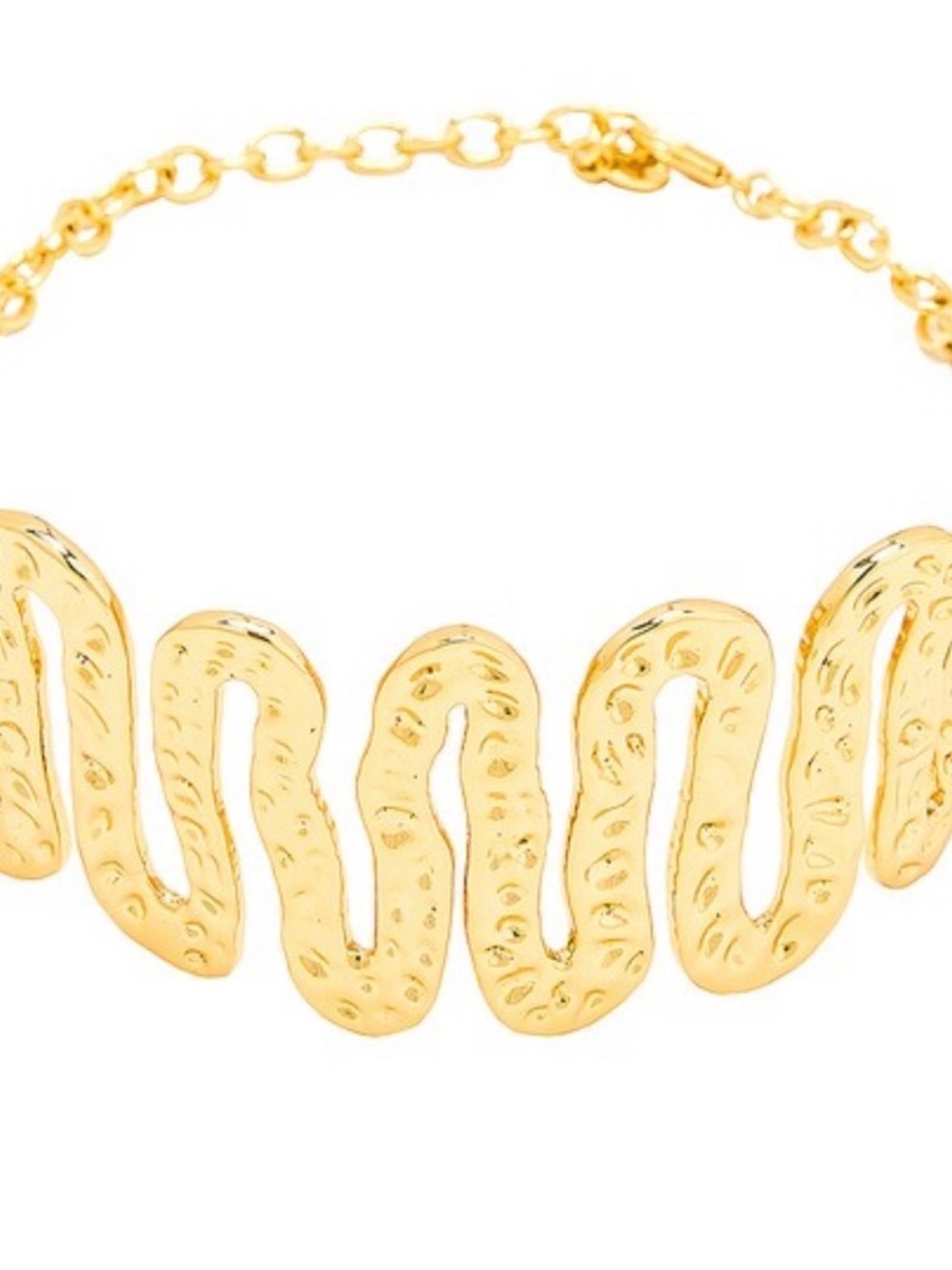 Cult Gaia Gold Textured Snake-Link Choker Necklace - Women Jewelry - Picture 2 of 3